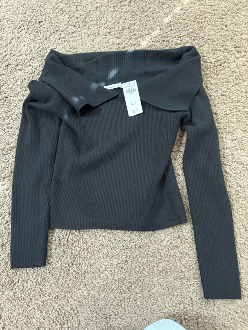 Abercrombie & Fitch Black Off-the-Shoulder Ribbed Sweater